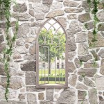 vidaXL Oglindă de grădină, nisipiu, 100x45 cm, fier, uz exterior vidaXL Oglindă de grădină, nisipiu, 100x45 cm, fier, uz exterior