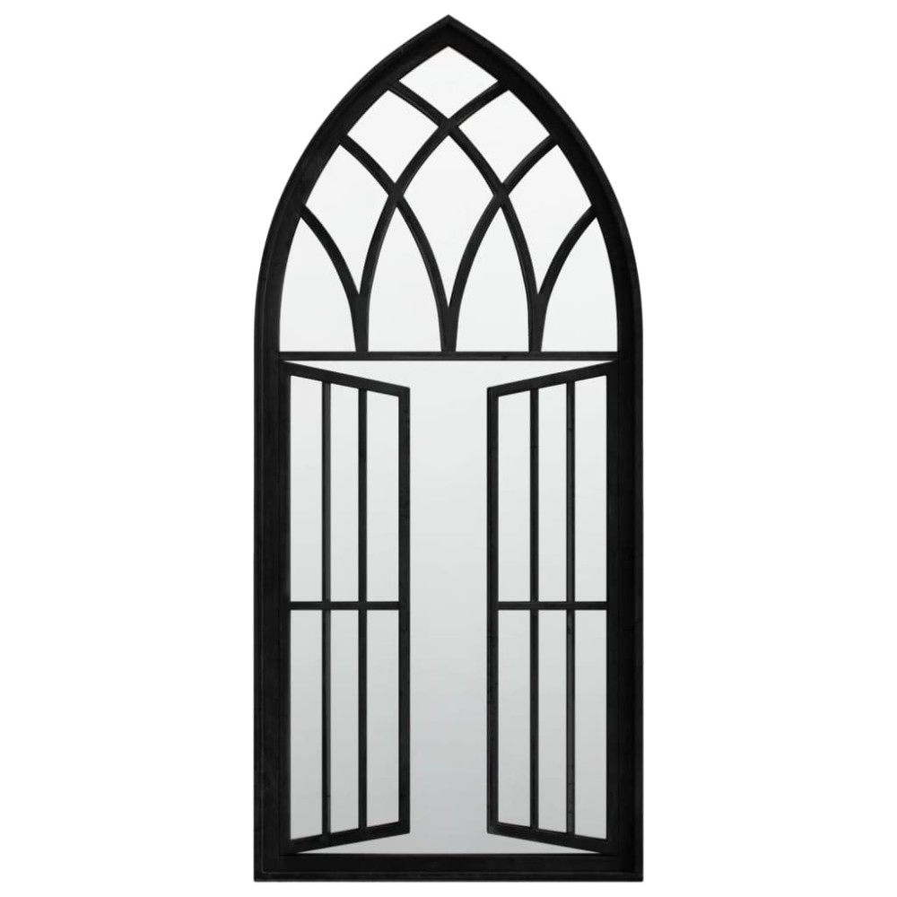 vidaXL Oglindă de grădină, negru, 100x45 cm, fier, uz exterior