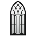 vidaXL Oglindă de grădină, negru, 100x45 cm, fier, uz exterior vidaXL Oglindă de grădină, negru, 100x45 cm, fier, uz exterior
