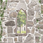 vidaXL Oglindă de grădină, nisipiu, 70x30 cm, fier, uz exterior vidaXL Oglindă de grădină, nisipiu, 70x30 cm, fier, uz exterior