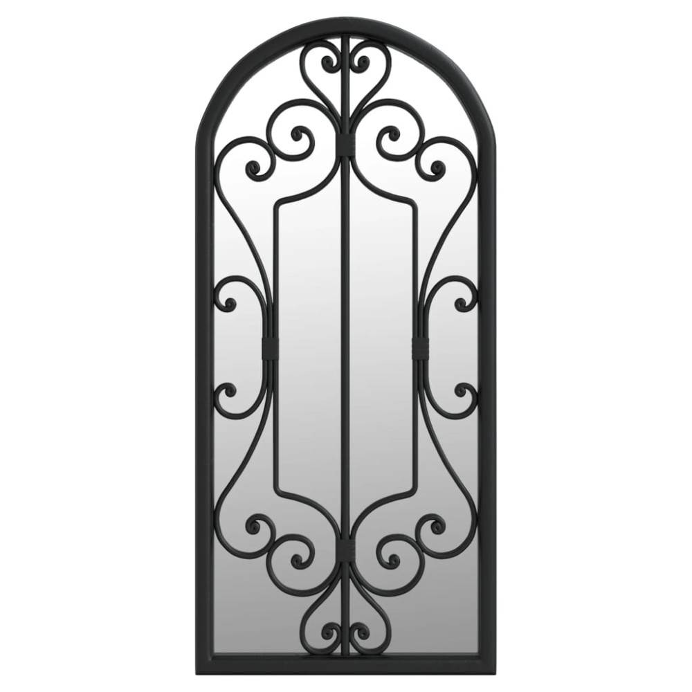vidaXL Oglindă de grădină, negru, 100x45 cm, fier, uz exterior