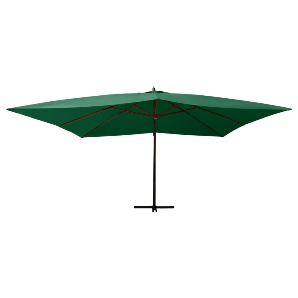 vidaXL Umbrelă în consolă de grădină, stâlp lemn, verde, 400x300 cm