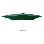 vidaXL Umbrelă în consolă de grădină, stâlp lemn, verde, 400x300 cm vidaXL Umbrelă în consolă de grădină, stâlp lemn, verde, 400x300 cm