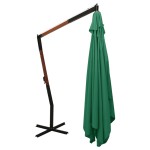 vidaXL Umbrelă în consolă de grădină, stâlp lemn, verde, 400x300 cm vidaXL Umbrelă în consolă de grădină, stâlp lemn, verde, 400x300 cm
