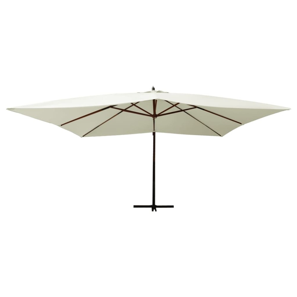 vidaXL Umbrelă consolă de grădină stâlp din lemn, nisipiu, 400x300 cm