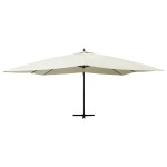 vidaXL Umbrelă consolă de grădină stâlp din lemn, nisipiu, 400x300 cm