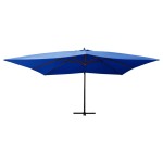 vidaXL Umbrelă de grădină consolă stâlp lemn albastru azur 400 x 300cm