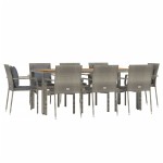 vidaXL Set mobilier grădină cu perne, 9 piese, gri, poliratan