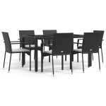 vidaXL Set mobilier de grădină cu perne, 7 piese, negru, poliratan vidaXL Set mobilier de grădină cu perne, 7 piese, negru, poliratan