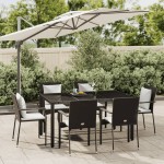 vidaXL Set mobilier de grădină cu perne, 7 piese, negru, poliratan vidaXL Set mobilier de grădină cu perne, 7 piese, negru, poliratan