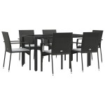 vidaXL Set mobilier de grădină cu perne, 7 piese, negru, poliratan vidaXL Set mobilier de grădină cu perne, 7 piese, negru, poliratan