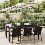 vidaXL Set mobilier de grădină cu perne, 7 piese, negru, poliratan vidaXL Set mobilier de grădină cu perne, 7 piese, negru, poliratan