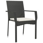vidaXL Set mobilier de grădină cu perne, 7 piese, negru, poliratan vidaXL Set mobilier de grădină cu perne, 7 piese, negru, poliratan