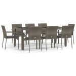 vidaXL Set mobilier grădină cu perne, 9 piese, gri, poliratan vidaXL Set mobilier grădină cu perne, 9 piese, gri, poliratan