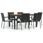 vidaXL Set mobilier de grădină cu perne, 7 piese, negru, poliratan vidaXL Set mobilier de grădină cu perne, 7 piese, negru, poliratan