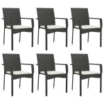 vidaXL Set mobilier de grădină cu perne, 7 piese, negru, poliratan vidaXL Set mobilier de grădină cu perne, 7 piese, negru, poliratan