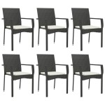 vidaXL Set mobilier de grădină cu perne, 7 piese, negru, poliratan vidaXL Set mobilier de grădină cu perne, 7 piese, negru, poliratan