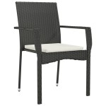 vidaXL Set mobilier de grădină cu perne, 9 piese, negru, poliratan vidaXL Set mobilier de grădină cu perne, 9 piese, negru, poliratan