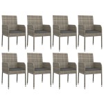 vidaXL Set mobilier grădină cu perne, 9 piese, gri, poliratan