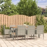 vidaXL Set mobilier grădină cu perne, 9 piese, gri, poliratan vidaXL Set mobilier grădină cu perne, 9 piese, gri, poliratan