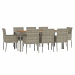 vidaXL Set mobilier grădină cu perne, 9 piese, gri, poliratan vidaXL Set mobilier grădină cu perne, 9 piese, gri, poliratan
