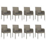 vidaXL Set mobilier grădină cu perne, 9 piese, gri, poliratan vidaXL Set mobilier grădină cu perne, 9 piese, gri, poliratan