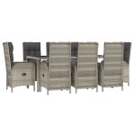 vidaXL Set mobilier grădină cu perne, 9 piese, gri, poliratan