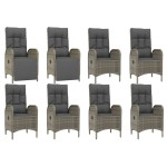 vidaXL Set mobilier grădină cu perne, 9 piese, gri, poliratan