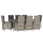 vidaXL Set mobilier grădină cu perne, 9 piese, gri, poliratan vidaXL Set mobilier grădină cu perne, 9 piese, gri, poliratan