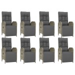 vidaXL Set mobilier grădină cu perne, 9 piese, gri, poliratan vidaXL Set mobilier grădină cu perne, 9 piese, gri, poliratan