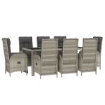 vidaXL Set mobilier grădină cu perne, 9 piese, gri, poliratan