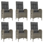 vidaXL Set mobilier grădină cu perne, 9 piese, gri, poliratan