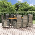 vidaXL Set mobilier grădină cu perne, 9 piese, gri, poliratan vidaXL Set mobilier grădină cu perne, 9 piese, gri, poliratan
