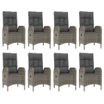 vidaXL Set mobilier grădină cu perne, 9 piese, gri, poliratan vidaXL Set mobilier grădină cu perne, 9 piese, gri, poliratan