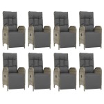 vidaXL Set mobilier grădină cu perne, 9 piese, gri, poliratan