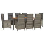 vidaXL Set mobilier grădină cu perne, 9 piese, gri, poliratan
