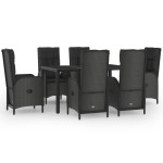 vidaXL Set mobilier de grădină cu perne, 7 piese, negru/gri, poliratan vidaXL Set mobilier de grădină cu perne, 7 piese, negru/gri, poliratan