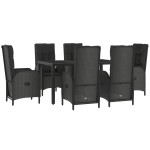 vidaXL Set mobilier de grădină cu perne, 7 piese, negru/gri, poliratan vidaXL Set mobilier de grădină cu perne, 7 piese, negru/gri, poliratan