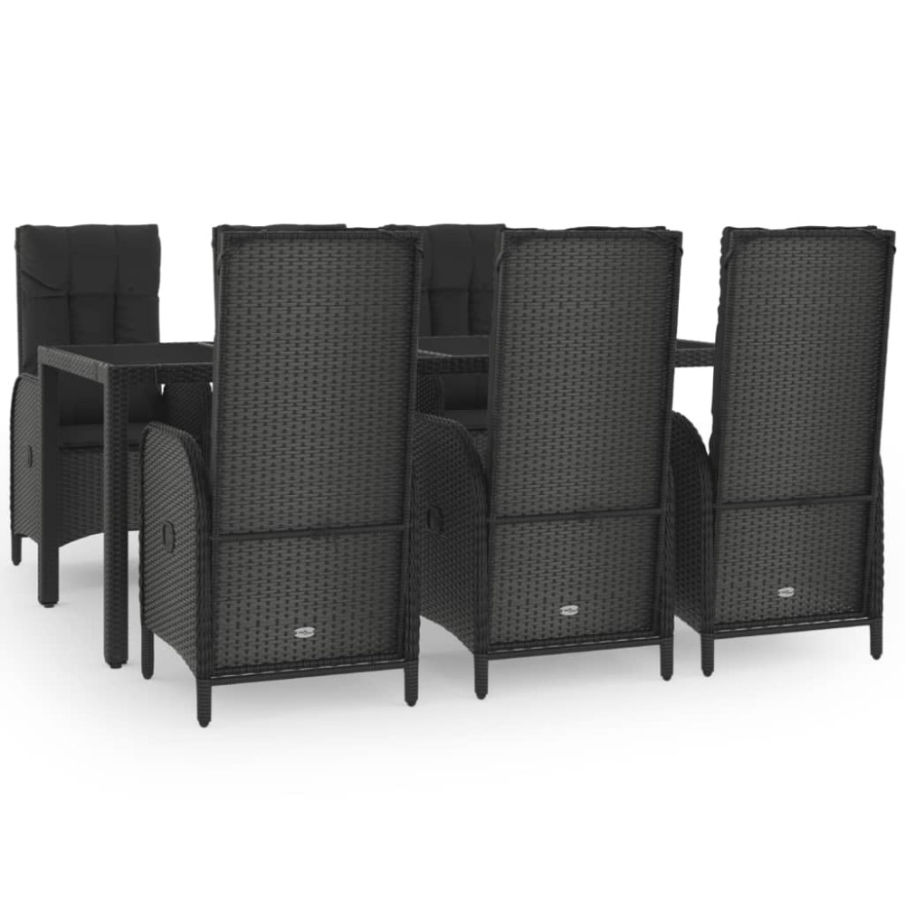 vidaXL Set mobilier de grădină cu perne, 7 piese, negru/gri, poliratan