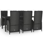 vidaXL Set mobilier de grădină cu perne, 7 piese, negru/gri, poliratan vidaXL Set mobilier de grădină cu perne, 7 piese, negru/gri, poliratan