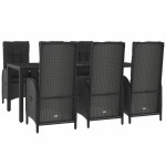 vidaXL Set mobilier de grădină cu perne, 7 piese, negru/gri, poliratan vidaXL Set mobilier de grădină cu perne, 7 piese, negru/gri, poliratan