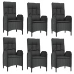 vidaXL Set mobilier de grădină cu perne, 7 piese, negru/gri, poliratan vidaXL Set mobilier de grădină cu perne, 7 piese, negru/gri, poliratan