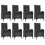 vidaXL Set mobilier de grădină cu perne, 9 piese, negru/gri, poliratan