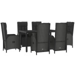 vidaXL Set mobilier de grădină cu perne, 7 piese, negru/gri, poliratan vidaXL Set mobilier de grădină cu perne, 7 piese, negru/gri, poliratan