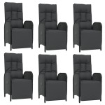 vidaXL Set mobilier de grădină cu perne, 7 piese, negru/gri, poliratan vidaXL Set mobilier de grădină cu perne, 7 piese, negru/gri, poliratan
