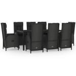 vidaXL Set mobilier de grădină cu perne, 9 piese, negru, poliratan vidaXL Set mobilier de grădină cu perne, 9 piese, negru, poliratan