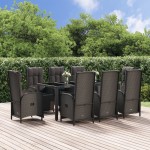 vidaXL Set mobilier de grădină cu perne, 9 piese, negru, poliratan vidaXL Set mobilier de grădină cu perne, 9 piese, negru, poliratan