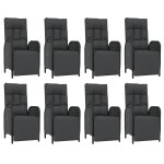 vidaXL Set mobilier de grădină cu perne, 9 piese, negru, poliratan vidaXL Set mobilier de grădină cu perne, 9 piese, negru, poliratan