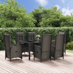 vidaXL Set mobilier de grădină cu perne, 7 piese, negru, poliratan vidaXL Set mobilier de grădină cu perne, 7 piese, negru, poliratan