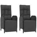 vidaXL Set mobilier de grădină cu perne, 9 piese, negru, poliratan